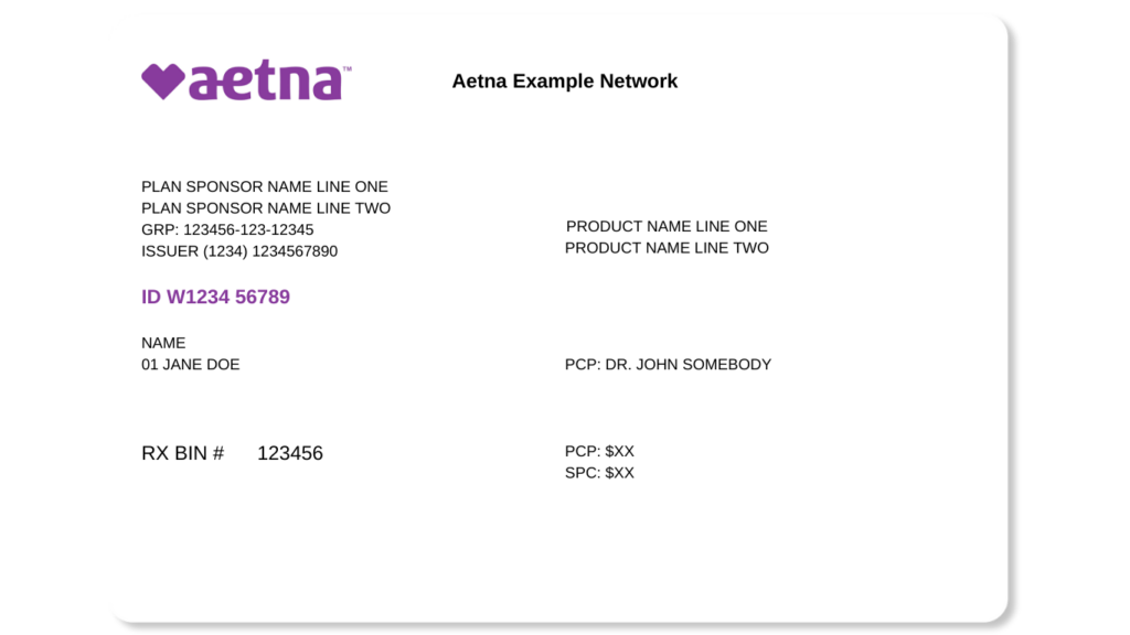 aetna health insurance card front example