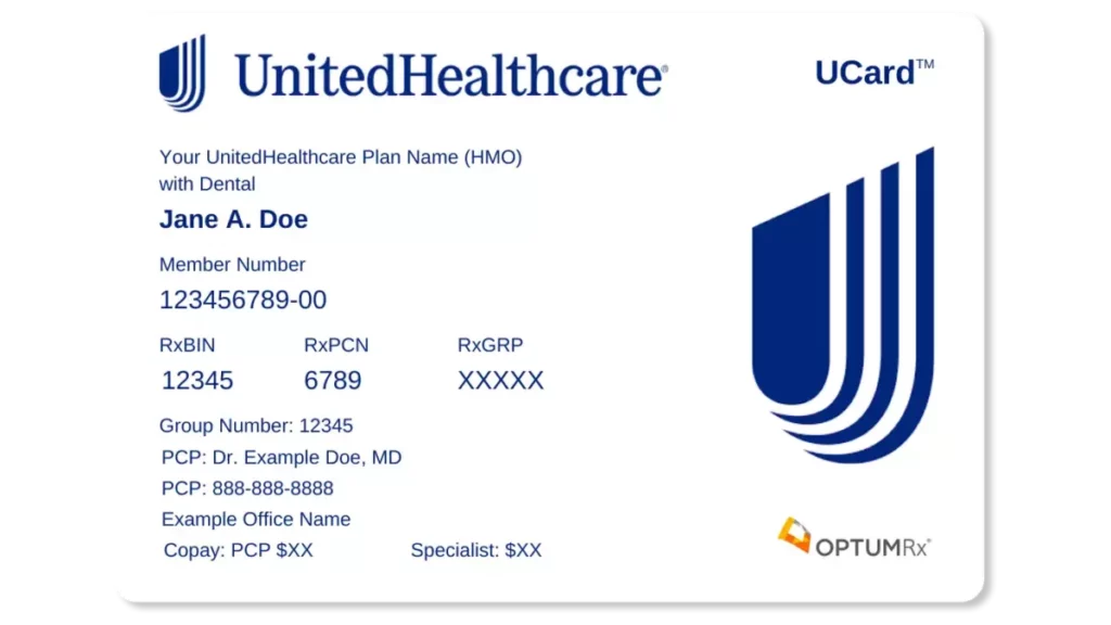 united healthcare insurance card example front