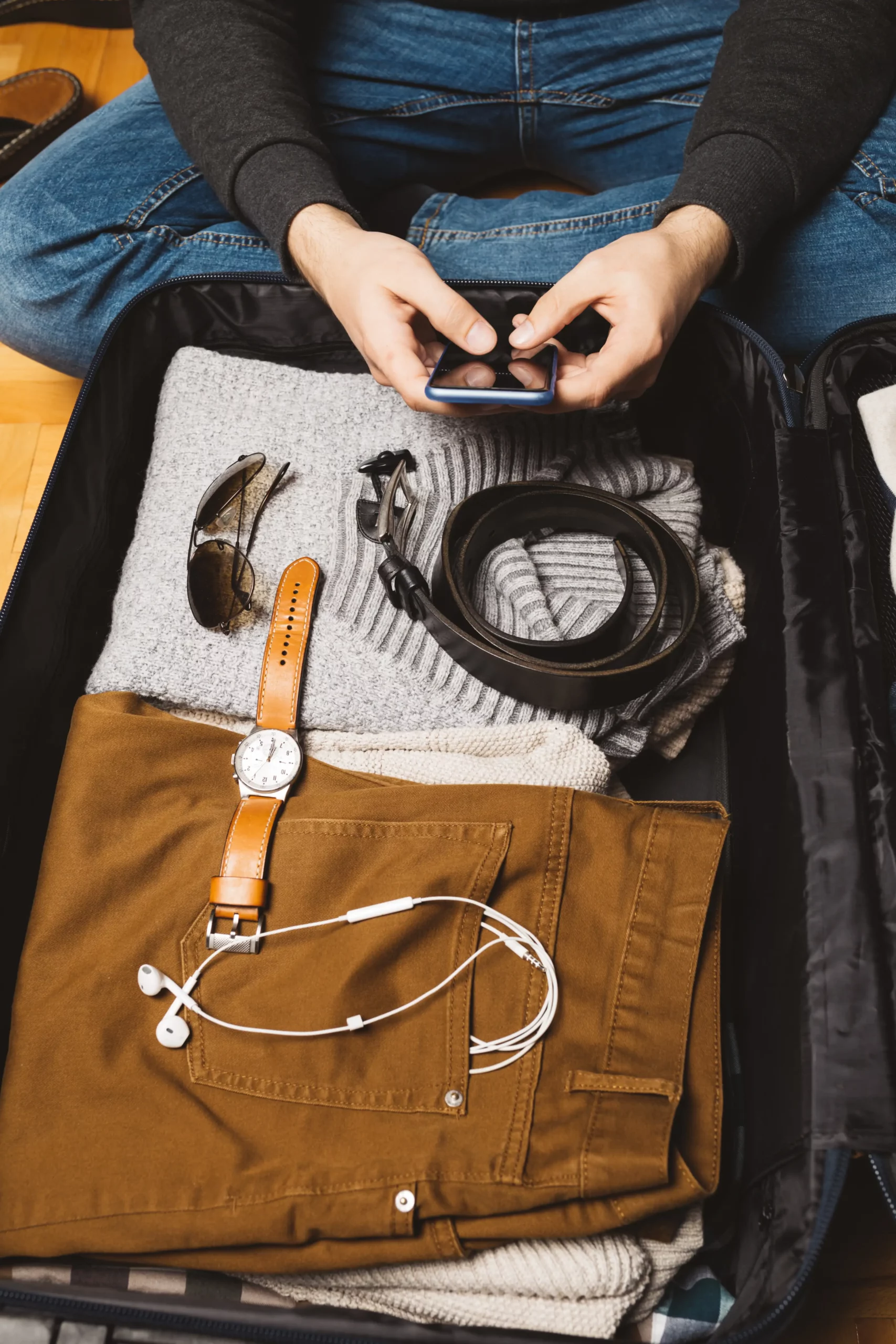 A man packs his bags to check in for addiction treatment