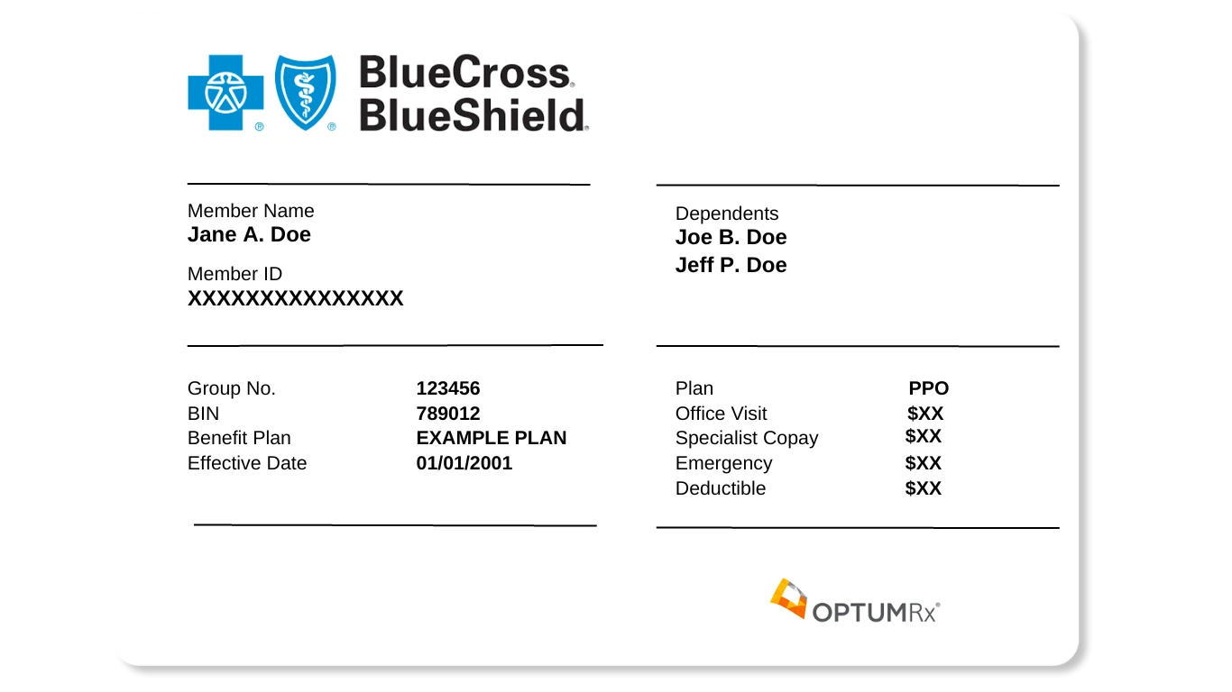 blue cross blue shield insurance card example