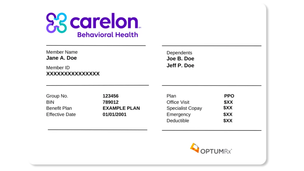 carelon health insurance card example front