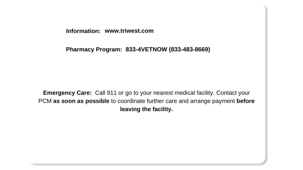 triwest health insurance policy card back example
