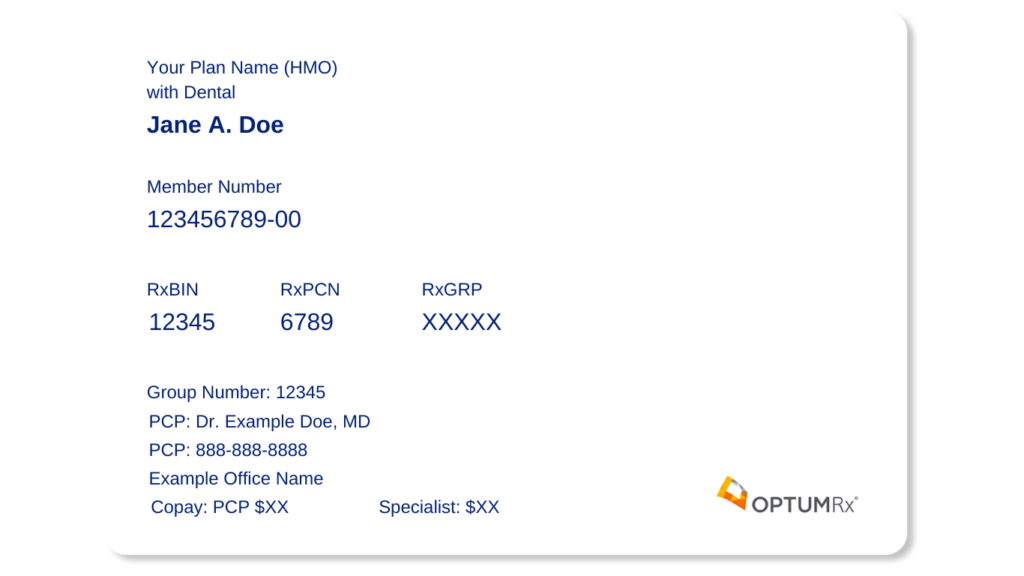 An example of the front of a United Healthcare Insurance card